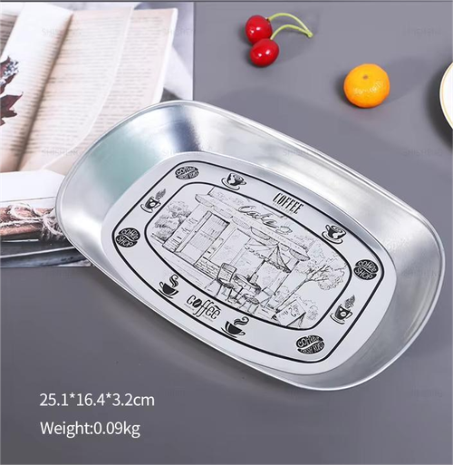 4-Pack Tinplate Trays with Retro Engraved Patterns