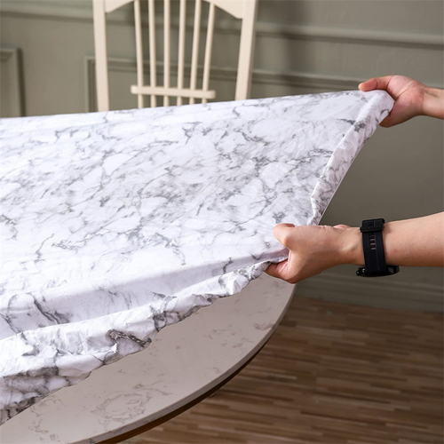 Waterproof Oil Proof Marble Elastic Tablecloth