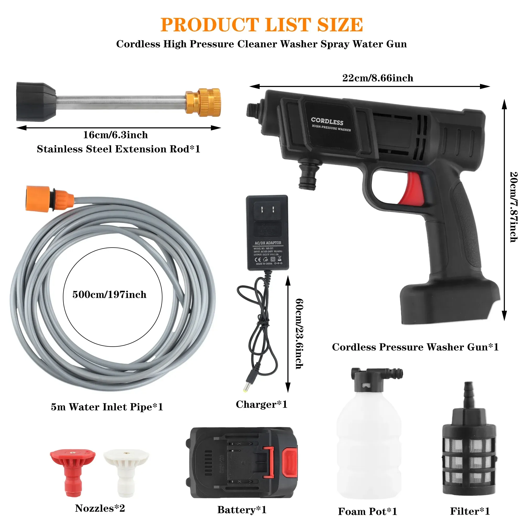 Wireless High-Pressure Car Wash Water Gun  Household Electric Rechargeable Car Washer  Universal High-Power Car Washing Gun