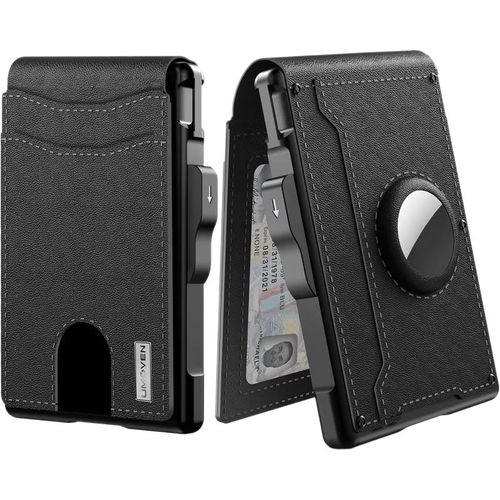 Wallet men's card holder long airtag card holder large capacity card slot flip cover carbon fiber metal card box