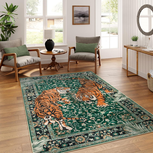 Vintage Ethnic Tiger Floral Carpet