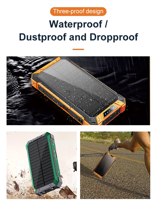 20000mAh LED Light Solar Power Bank 4 Cables Included