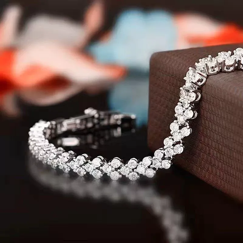 Silver-Tone Roman-Detail Zircon Bracelet