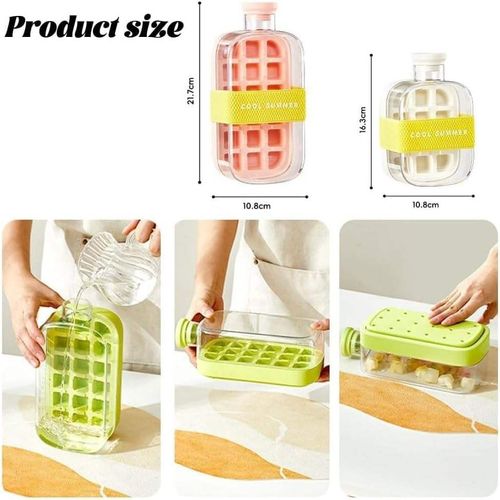 Ice Cube Water Bottle 2 in 1 Touch-Free 500ml 800ml Ice Mold Bottles Freezer with Lid and Bin Straw for Coffee Juice Beverages