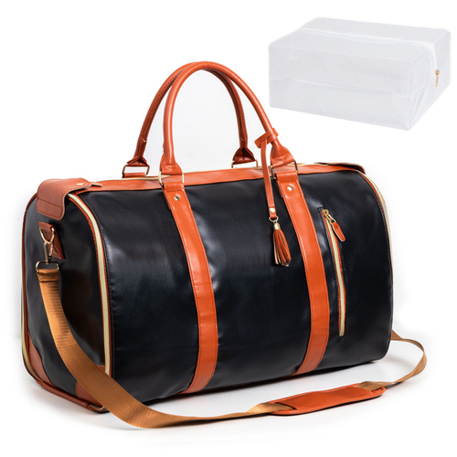 Versatile Foldable Leather Travel Tote Bag with Organizer