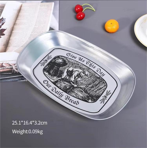 4-Pack Tinplate Trays with Retro Engraved Patterns