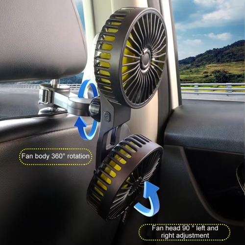 Dual Head Rotatable Car Rear Seat Fan