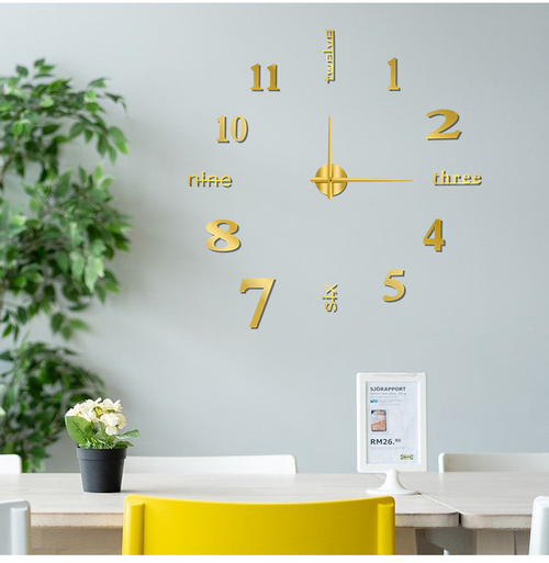 Modern 3D Sticker Digital Wall Clock