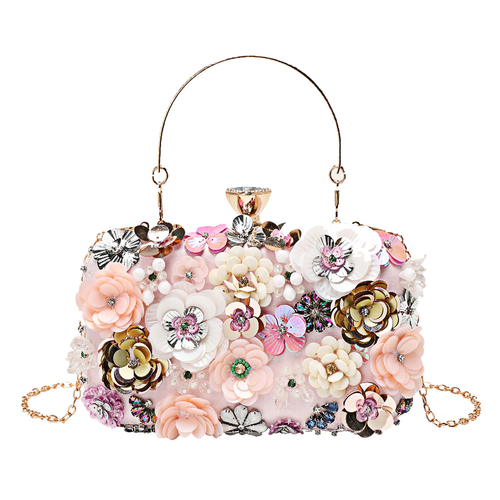 Chic Floral Beaded Evening Hand bag