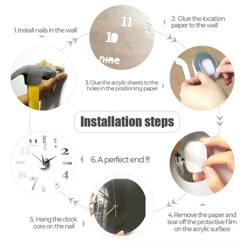 Modern 3D Sticker Digital Wall Clock