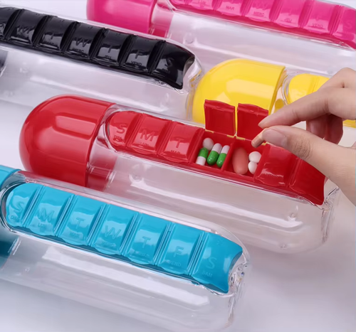 Portable Pill Storage Water Bottle
