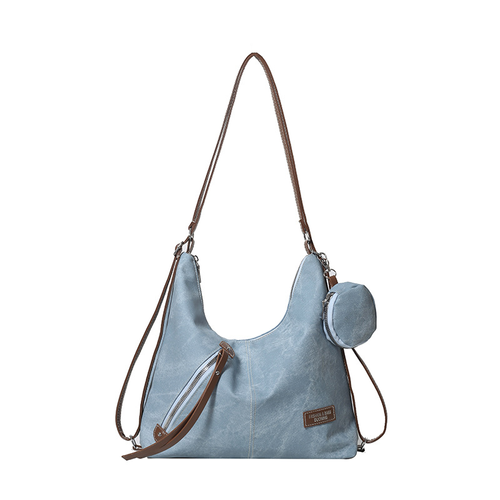 Stylish Denim Texture 2 in 1 Women Handbag Backpack