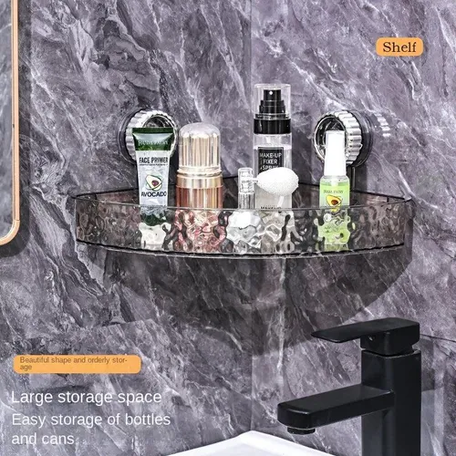 Transparent Suction-Cup Corner Storage Rack