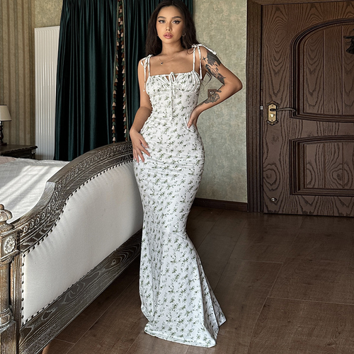Small Floral Spaghetti Strap Maxi Dress
