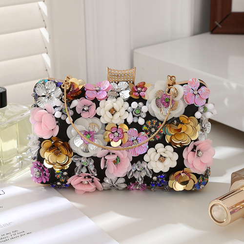Chic Floral Beaded Evening Hand bag
