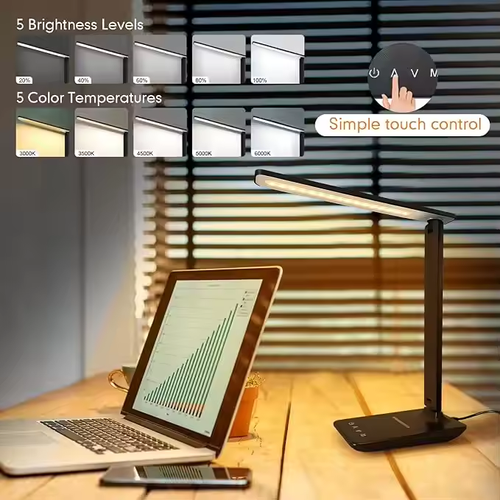 5in1WirelessChargeEyeFriendlyDeskLamp