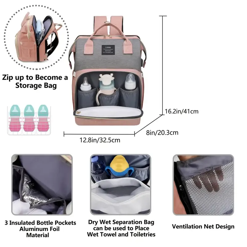 Lamroro Moire Diaper Bag Backpack