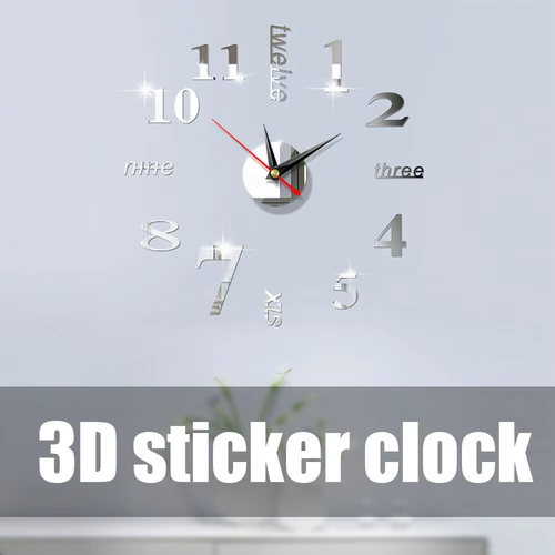 Modern 3D Sticker Digital Wall Clock