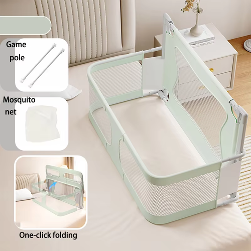 Foldable Baby Sleeping Bed with Safety Rail With Mosquito Net