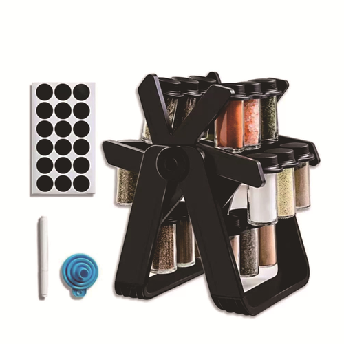 360 Rotate Spice Rack With 18 Glass Jars