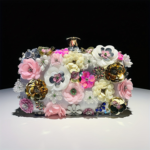 Chic Floral Beaded Evening Hand bag