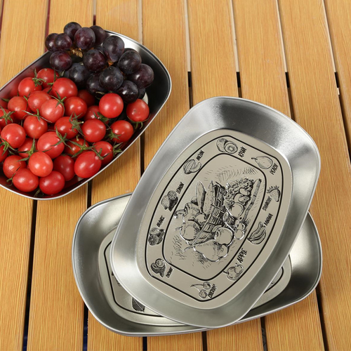 4-Pack Tinplate Trays with Retro Engraved Patterns