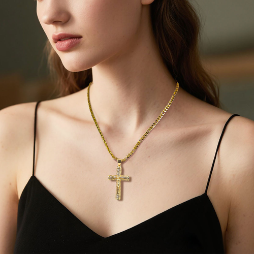 Diamond cross full of diamonds hand-painted NK side chain necklace and pendant hip-hop fashion