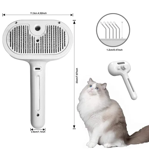 Electric Spray Pet Grooming & Massage Comb – White