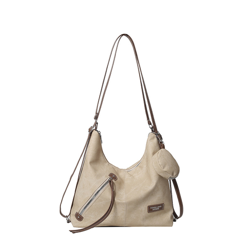 Stylish Denim Texture 2 in 1 Women Handbag Backpack