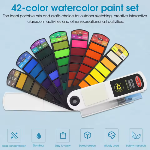 42 Color Portable Watercolor Paint Set