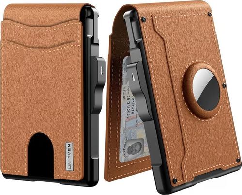 Wallet men's card holder long airtag card holder large capacity card slot flip cover carbon fiber metal card box