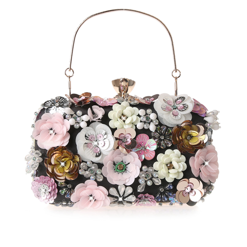Chic Floral Beaded Evening Hand bag