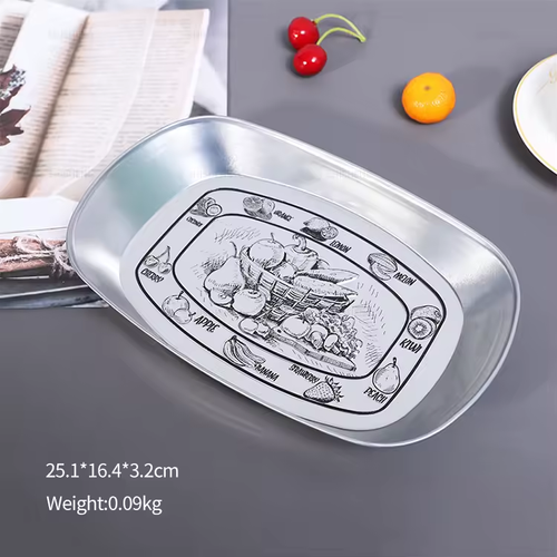 4-Pack Tinplate Trays with Retro Engraved Patterns