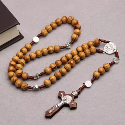 Hand made Wooden Rosary With Cross