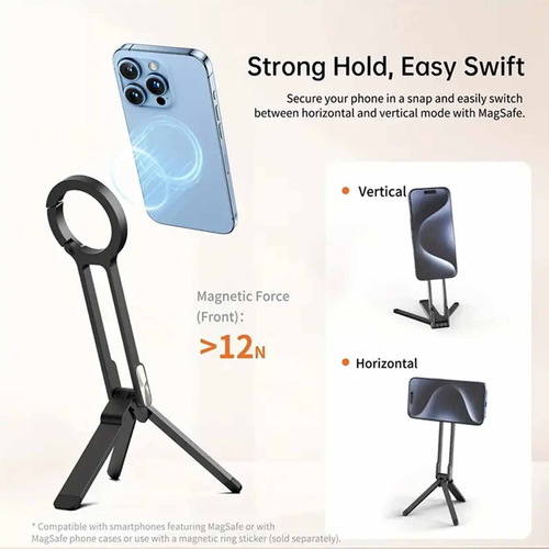 Foldable Magnetic Phone Stand Spring Clip Multi Functional