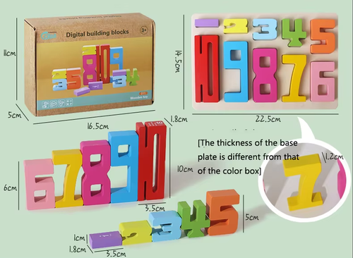 Colorful Wooden Digital Building Blocks for Kids
