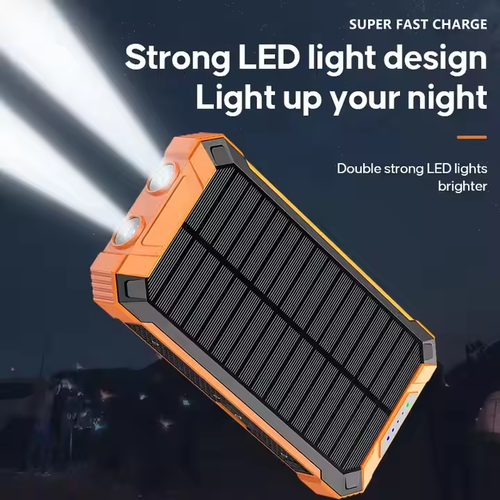 20000mAh LED Light Solar Power Bank 4 Cables Included