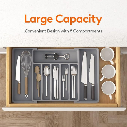 Food Grade Large Capacity Expandable Cutlery Organizer