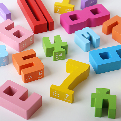 Colorful Wooden Digital Building Blocks for Kids