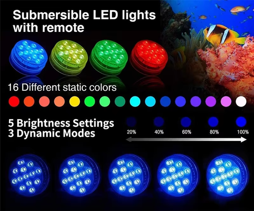 4-Pack Colorful Multi Mode Submersible LED Lights