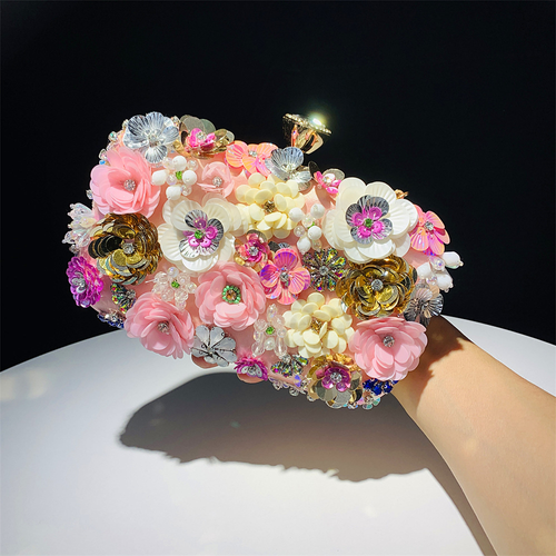 Chic Floral Beaded Evening Hand bag