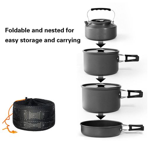 Camping Portable Cookware with Camping Stove, Outdoor Mugs Cutlery Sporks Kit