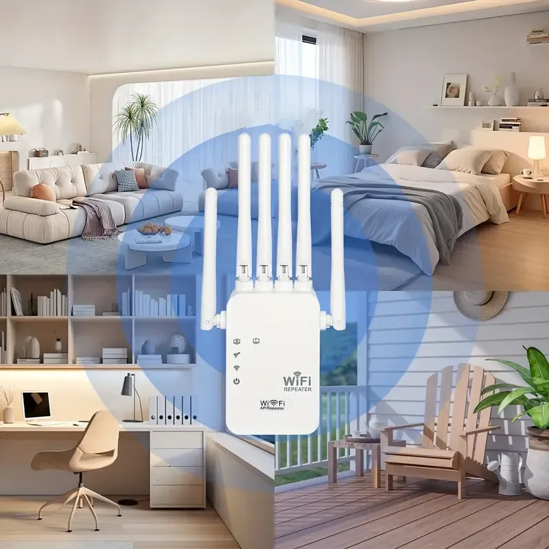 Wifi Extender, Wifi Signal Booster, Compatible with WIFI6, Equipped with an Ethernet Port, Featuring 6 Antennas for 360° Coverage, Reaching Up to 11, 000 Square Feet, Suitable for Over 35 Devices, And Can Be Set Up with Just One Click As a Home Wifi Repeater.