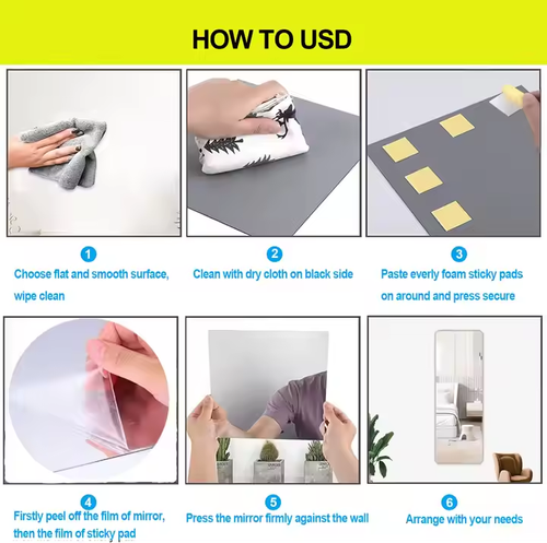 20*80cm Acrylic Flexible Mirror No Drill Installation