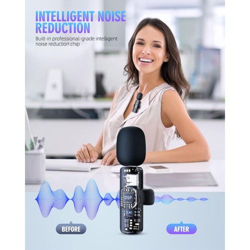 TiLECC Wireless Lapel Microphone Type-c For IPhone Android IPad