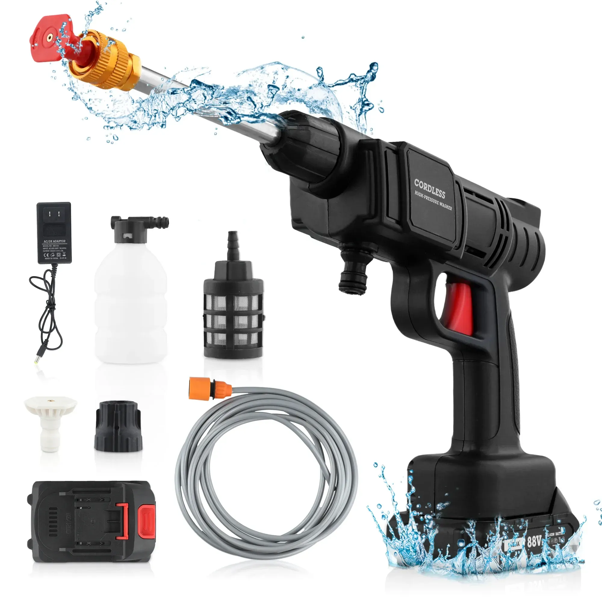 Wireless High-Pressure Car Wash Water Gun  Household Electric Rechargeable Car Washer  Universal High-Power Car Washing Gun