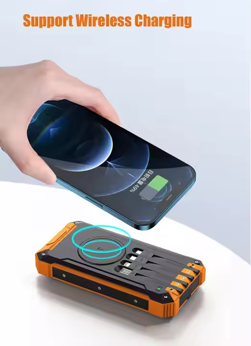 20000mAh LED Light Solar Power Bank 4 Cables Included