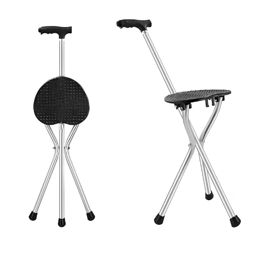 Multi Functional Foldable Height Adjustable  Mobility Aid Walking Stick Seat