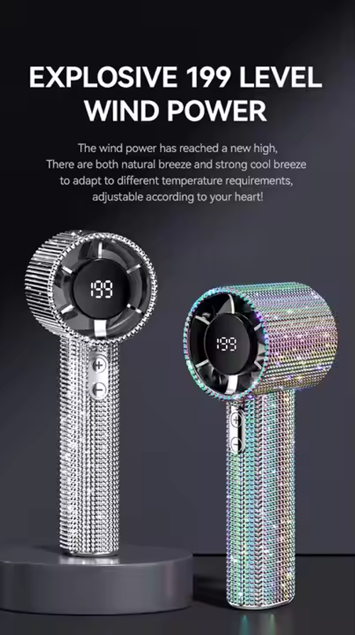 Rhine stone Adorned 199 Level Wind Fan