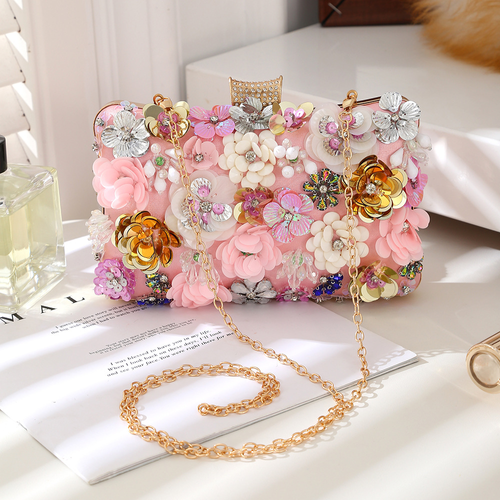 Chic Floral Beaded Evening Hand bag
